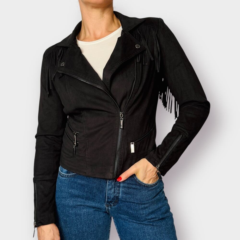 00s JouJou‎ Black Fringe Jacket Size M